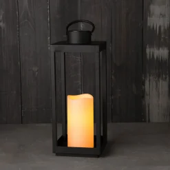 Open Box Velo Metal Lantern with Solar LED Candle, Large