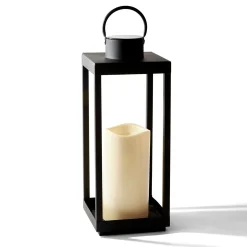 Open Box Velo Metal Lantern with Solar LED Candle, Large