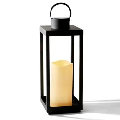 Open Box Velo Metal Lantern with Solar LED Candle, Large