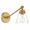 Owen Adjustable One Arm Wall Light, Satin Brass