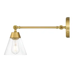 Owen Adjustable One Arm Wall Light, Satin Brass