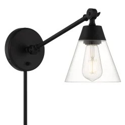 Owen Adjustable Plug-In Wall Sconce, Matte Black