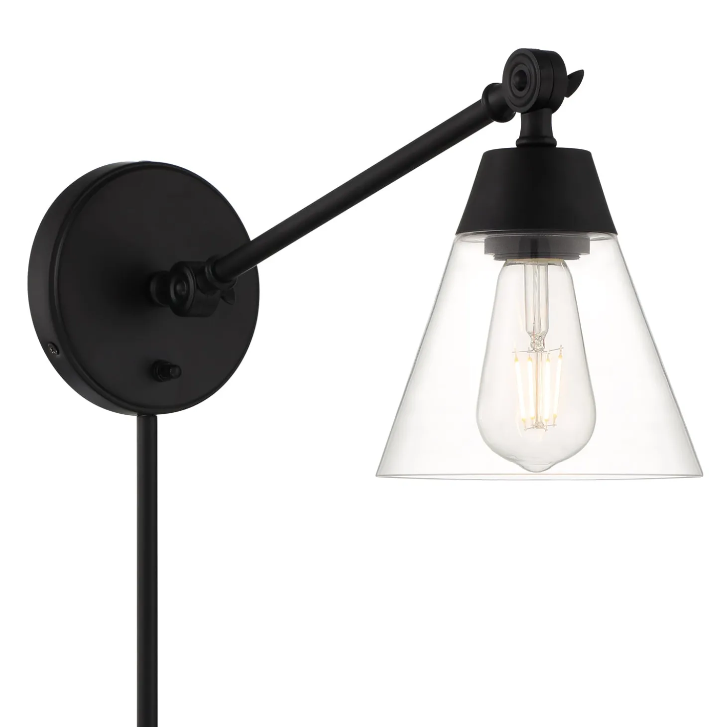 Owen Adjustable Plug-In Wall Sconce, Matte Black