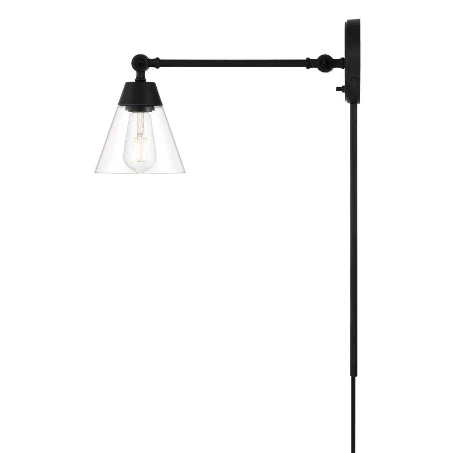 Owen Adjustable Plug-In Wall Sconce, Matte Black