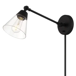 Owen Adjustable Plug-In Wall Sconce, Matte Black