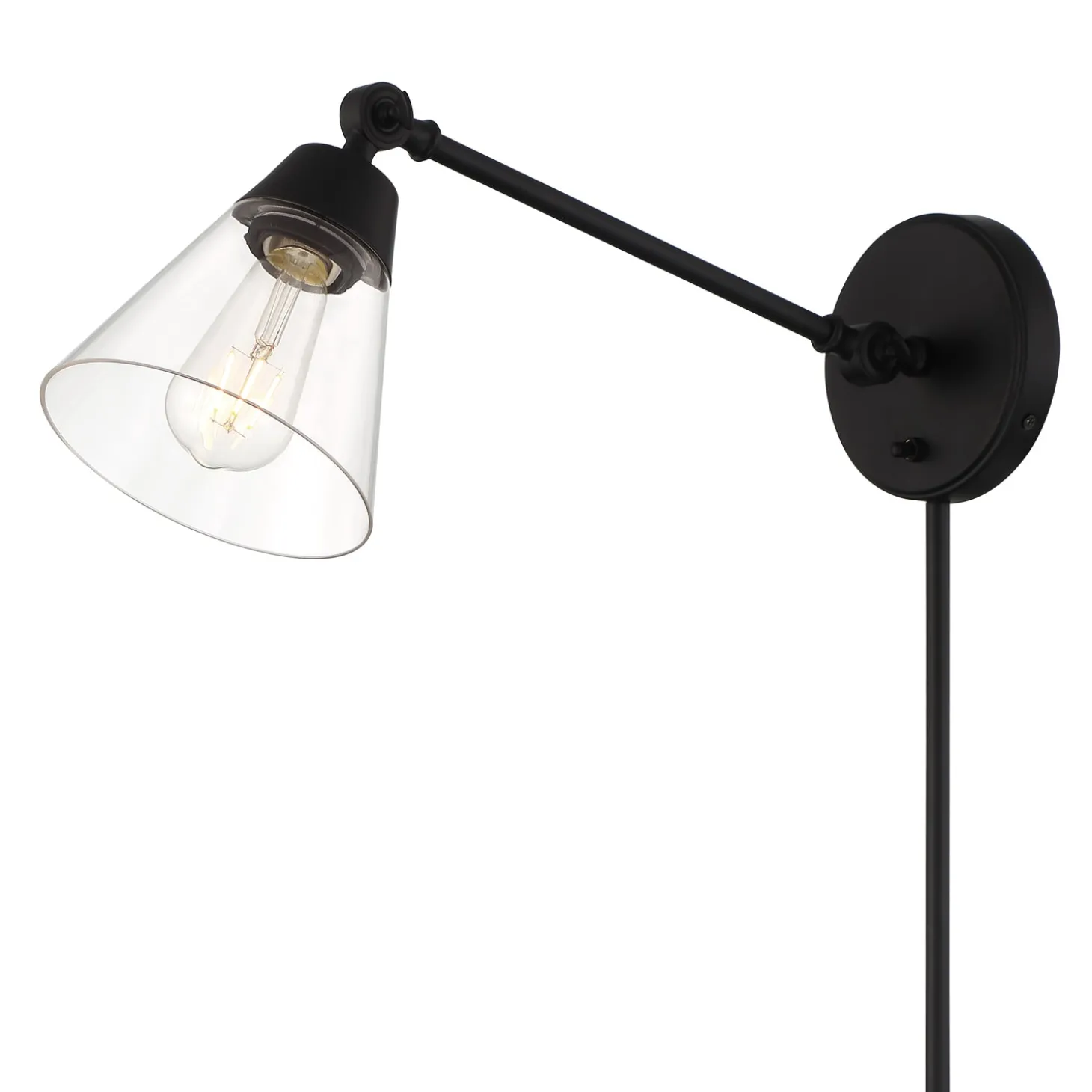 Owen Adjustable Plug-In Wall Sconce, Matte Black