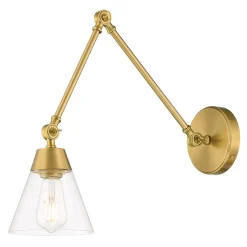 Owen Adjustable Two Arm Wall Light, Satin Brass