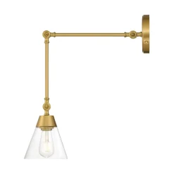 Owen Adjustable Two Arm Wall Light, Satin Brass