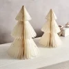 Pleated Paper Christmas Trees, Large Set of 2, Ivory