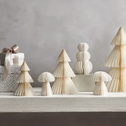 Pleated Paper Christmas Trees, Small Set of 2, Ivory