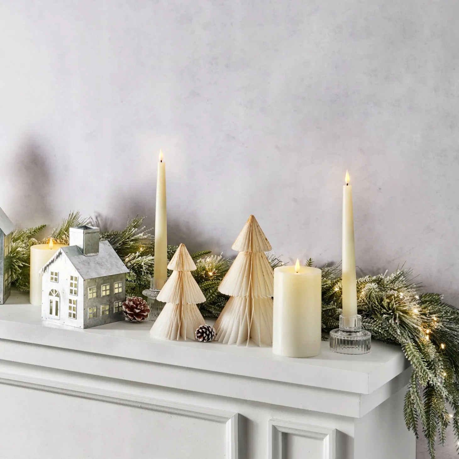 Pleated Paper Christmas Trees, Small Set of 2, Ivory