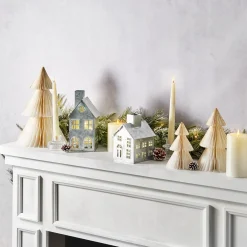 Pleated Paper Christmas Trees, Large Set of 2, Ivory