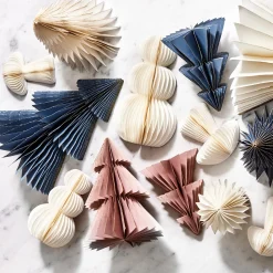 Pleated Paper Christmas Trees, Large Set of 2, Dusty Blue