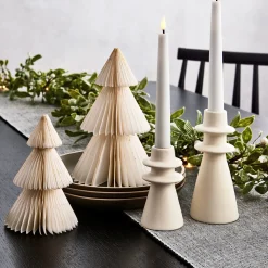 Pleated Paper Christmas Trees, Small Set of 2, Ivory