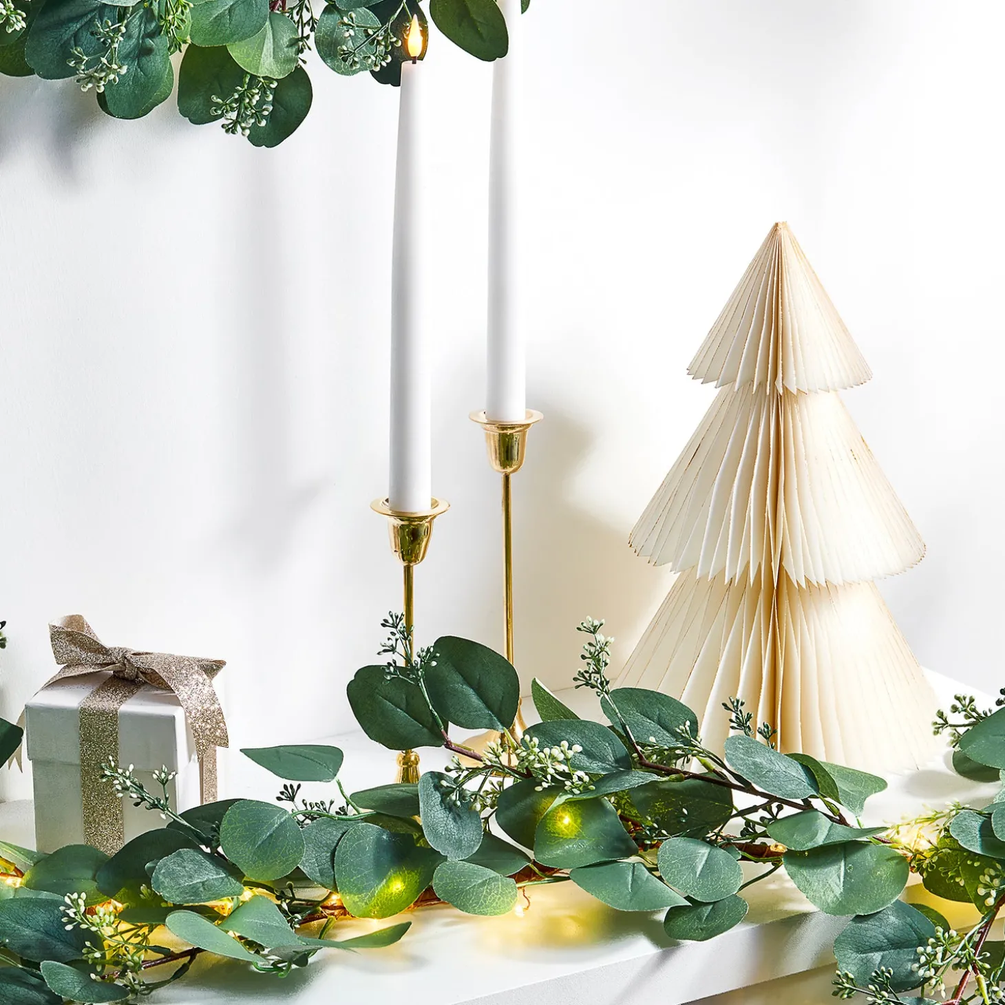 Pleated Paper Christmas Trees, Large Set of 2, Ivory