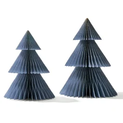 Pleated Paper Christmas Trees, Large Set of 2, Dusty Blue