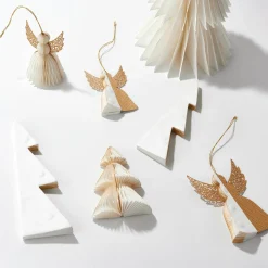Pleated Paper Christmas Trees, Small Set of 2, Ivory