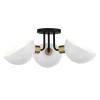 Remy 3 Light Semi-Flush, White, Black and Brass