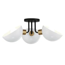 Remy 3 Light Semi-Flush, White, Black and Brass