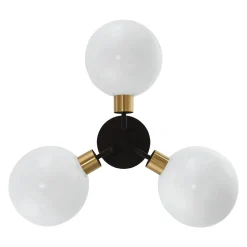 Remy 3 Light Semi-Flush, White, Black and Brass