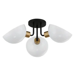 Remy 3 Light Semi-Flush, White, Black and Brass