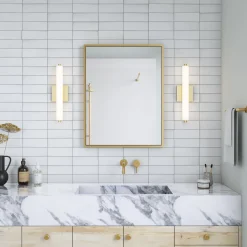 Ronan 18" Opal Glass LED Vanity Light, Aged Brass