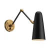 Roy Articulating Wall Sconce, Matte Black and Antique Brass