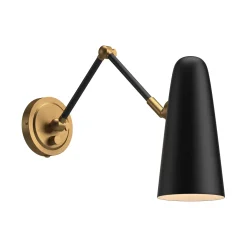 Roy Articulating Wall Sconce, Matte Black and Antique Brass