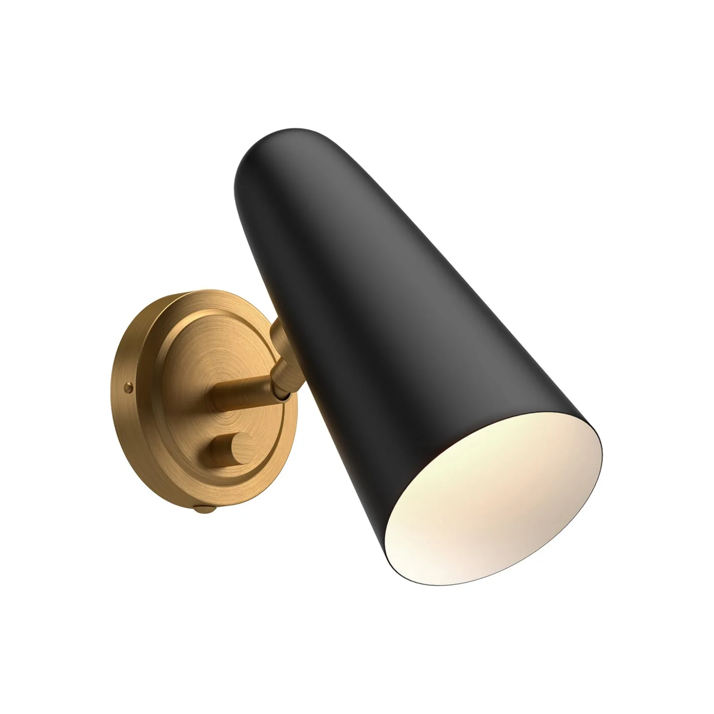 Roy Pivot Wall Sconce, Matte Black and Antique Brass