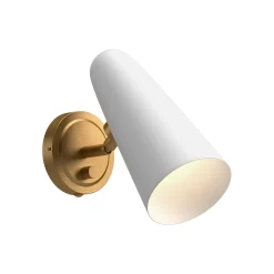 Roy Pivot Wall Sconce, White and Antique Brass