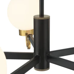 Ryan 5 Light Chandelier, Matte Black and Aged Brass