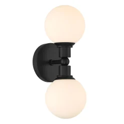 Theo 2 Globe Wall Sconce, Matte Black