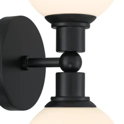 Theo 2 Globe Wall Sconce, Matte Black