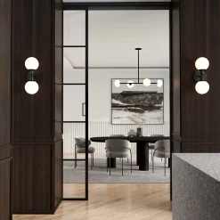 Theo 2 Globe Wall Sconce, Matte Black