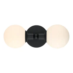 Theo 2 Globe Wall Sconce, Matte Black