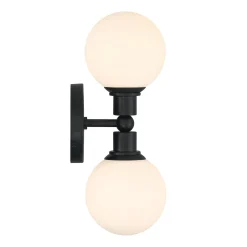Theo 2 Globe Wall Sconce, Matte Black