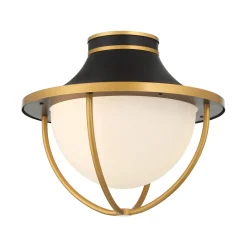 Tobin Outdoor Flush Mount, Black and Textured Gold