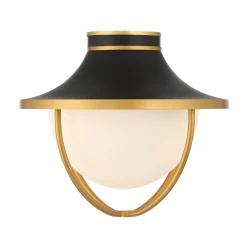 Tobin Outdoor Flush Mount, Black and Textured Gold
