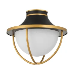 Tobin Outdoor Flush Mount, Black and Textured Gold