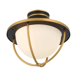 Tobin Outdoor Flush Mount, Black and Textured Gold
