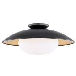 Vera Flush Mount, Large, Black and Gold Leaf