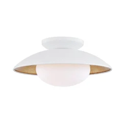 Vera Flush Mount, Medium, White and Gold Leaf