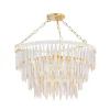 Willa Chandelier, White-Washed Wood and Aged Brass