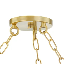 Willa Chandelier, White-Washed Wood and Aged Brass