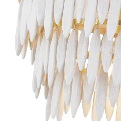 Willa Chandelier, White-Washed Wood and Aged Brass