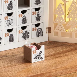 Winter Wonderland Pre-Lit LED Fold Out Wooden Advent Calendar with Drawers