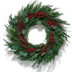 Winterberry and Greenery Wreath with 100 LEDs