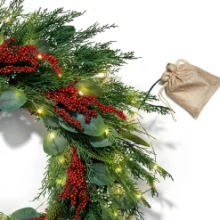 Winterberry and Greenery Wreath with 100 LEDs